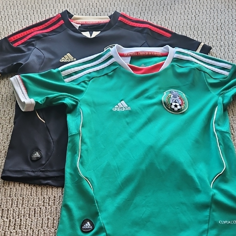 Adidas Green and Black Soccer Jerseys with Signature Stripes